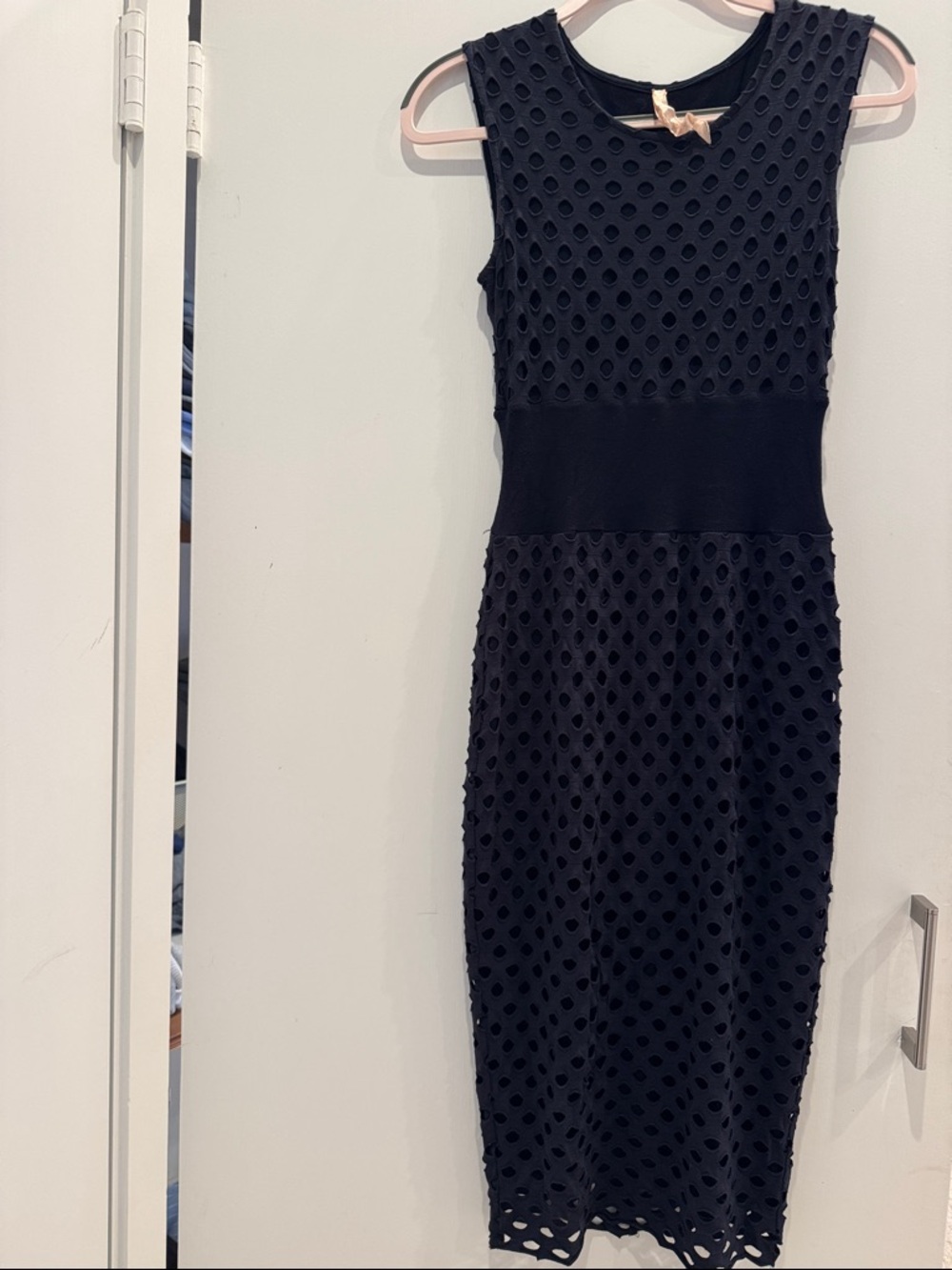Bailey 44 Black Textured Dot Midi Dress